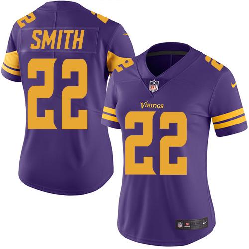 Nike Vikings #22 Harrison Smith Purple Women's Stitched NFL Limited Rush Jersey - Click Image to Close